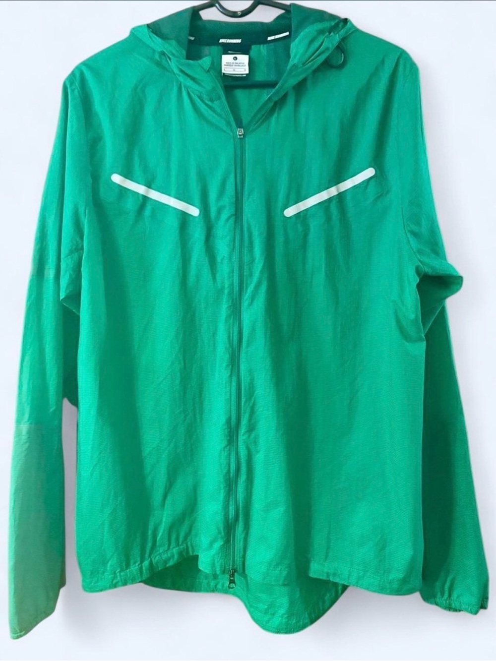 Nike Running Lightweight Green Hooded Windbreaker Jacket SZ Large
